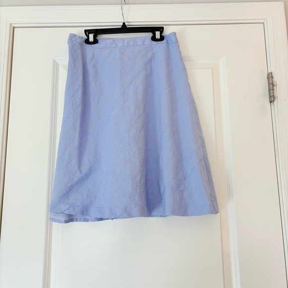 Vintage Ann Taylor Women’s Baby Blue Linen Blend Midi Skirt - Picture 5 of 9